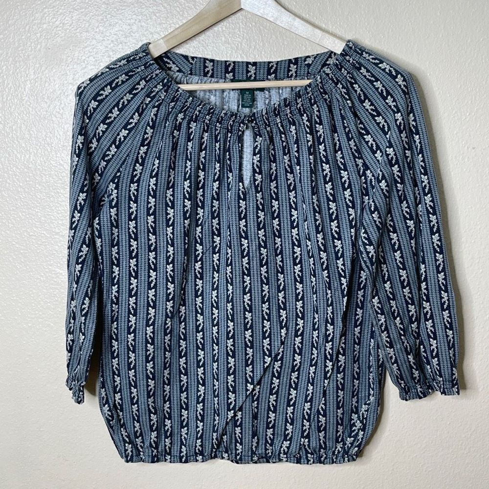 Lauren Ralph Lauren Shirt Womens Medium 3/4 sleeve of shoulder Blouse Casual
